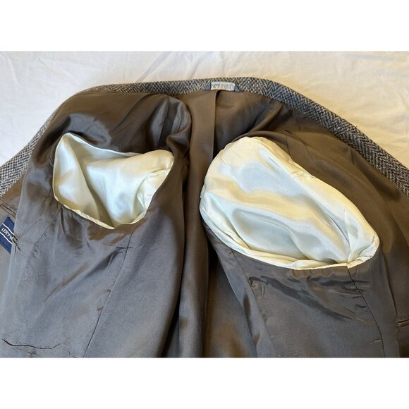 VINTAGE Levis Sport Coat Men 42R Brown Blazer Wool Herringbone Western USA - Picture 6 of 10